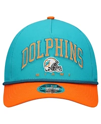 New Era Big Boys and Girls Aqua/Orange Miami Dolphins Arch Coolera 9FORTY A-Frame Adjustable Hat