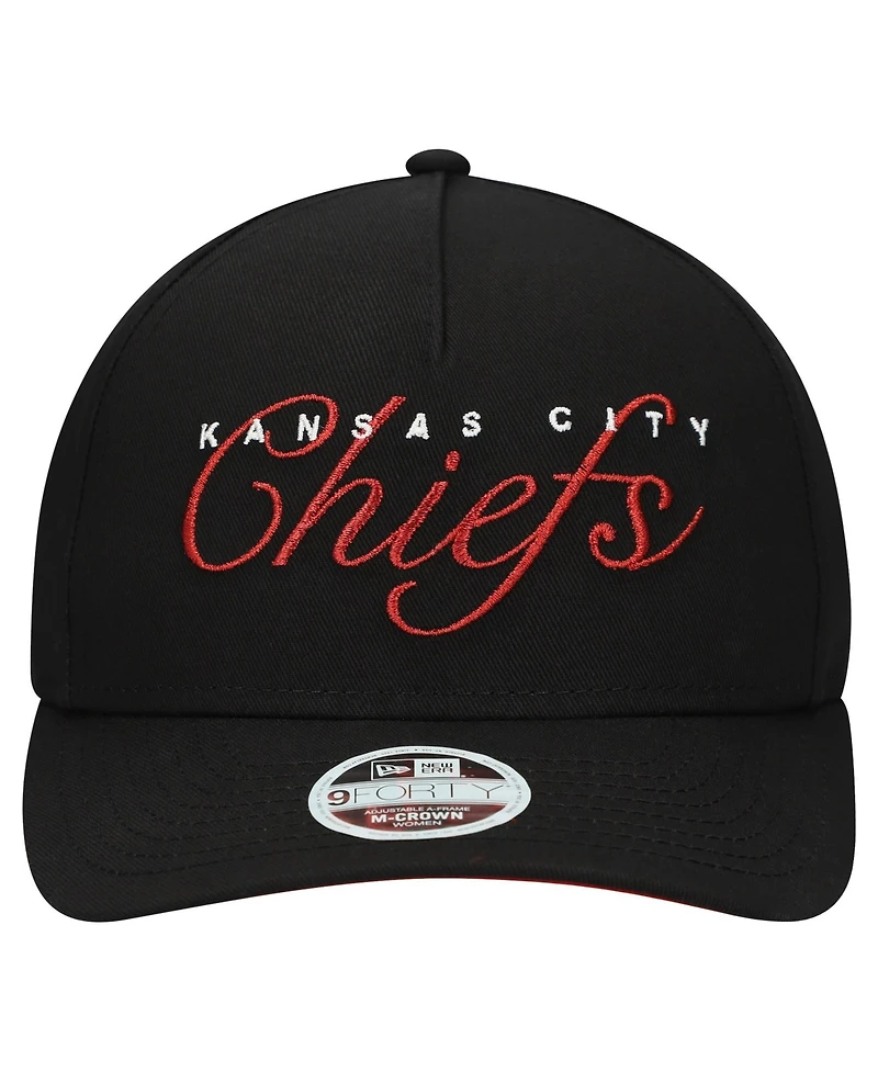 New Era Women's Black Kansas City Chiefs Metallic 9FORTY M-Crown A-Frame Adjustable Hat