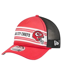 New Era Men's Red Kansas City Chiefs Linear A-Frame 9FORTY Adjustable Hat