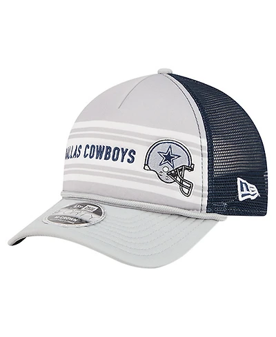 New Era Men's Silver/Navy Dallas Cowboys Linear A-Frame 9FORTY Adjustable Hat