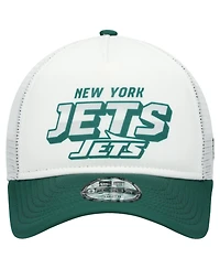 New Era Big Boys and Girls White/Green New York Jets Streak 9FORTY A-Frame Adjustable Hat