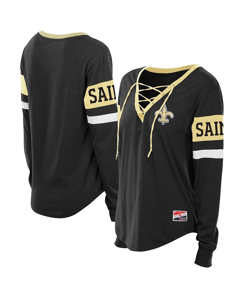 New Era Women's Plus Orleans Saints Throwback Lace-Up Long Sleeve T-Shirt