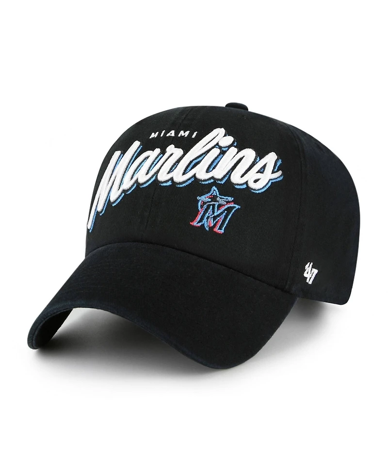 '47 Brand Women's Black Miami Marlins Ariana Clean Up Adjustable Hat
