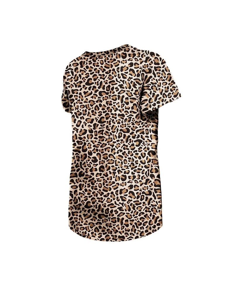 New Era Big Girls Tan Washington Commanders Mom Me Leopard T-Shirt