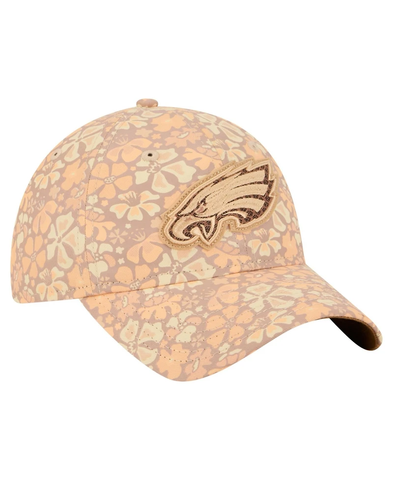 New Era Women's Tan Philadelphia Eagles Floral 9TWENTY Adjustable Hat