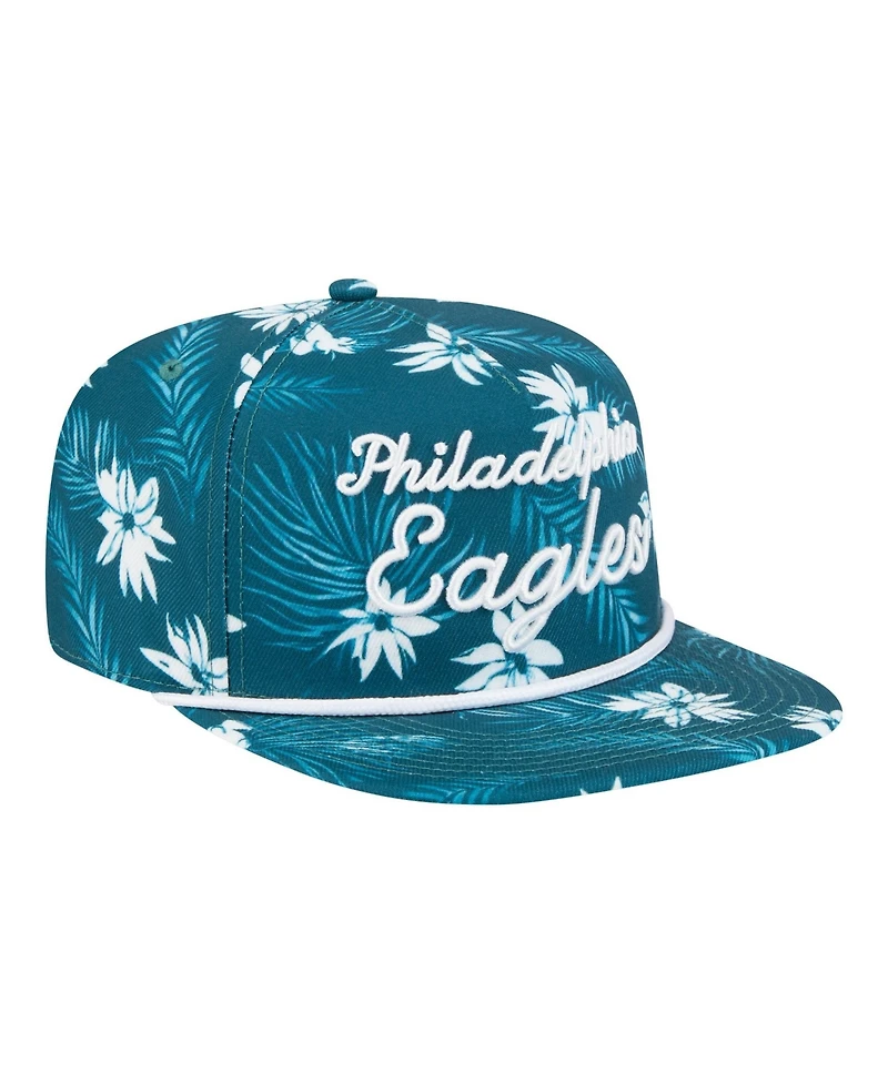 New Era Men's Midnight Green Philadelphia Eagles Palm Print A-Frame 9FIFTY Snapback Hat