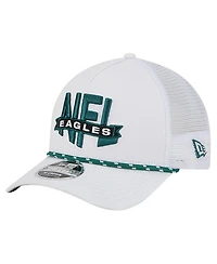 New Era Men's White Philadelphia Eagles Nfl 9FORTY A-Frame M-Crown Adjustable Trucker Hat