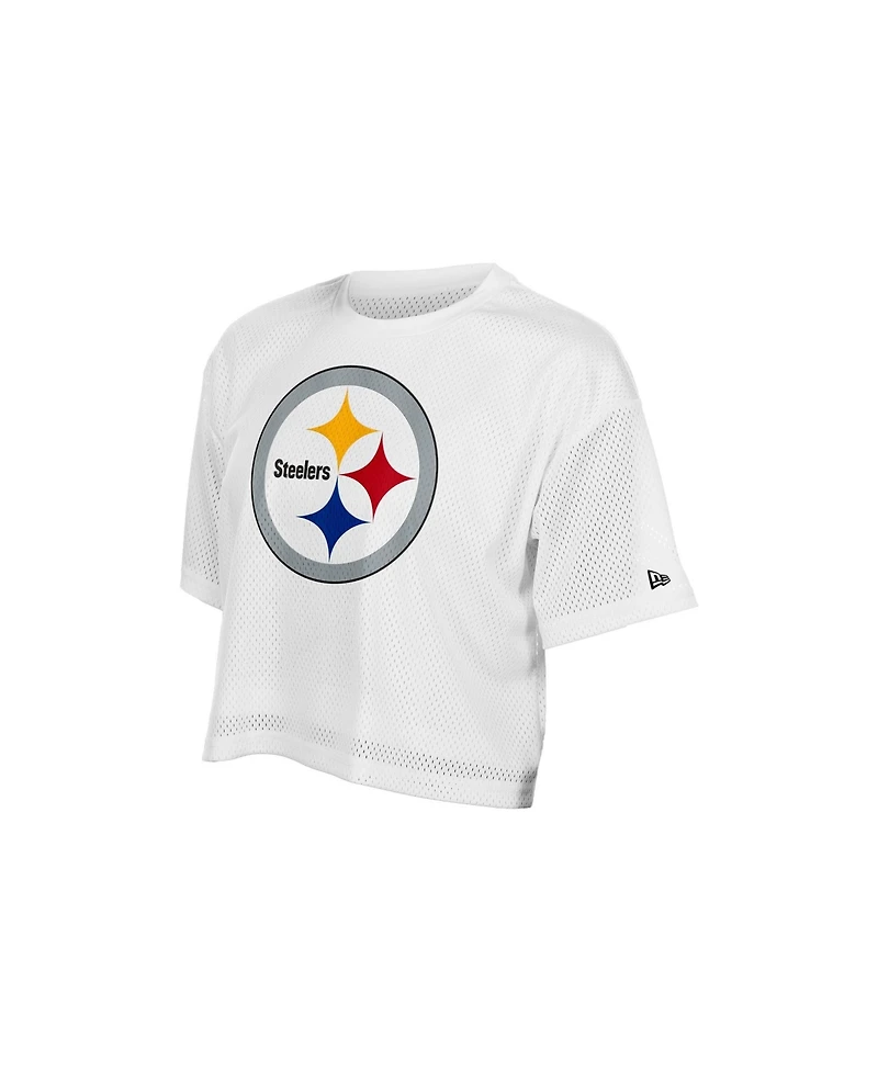 New Era Women's Pittsburgh Steelers Mesh Cropped Boxy T-Shirt