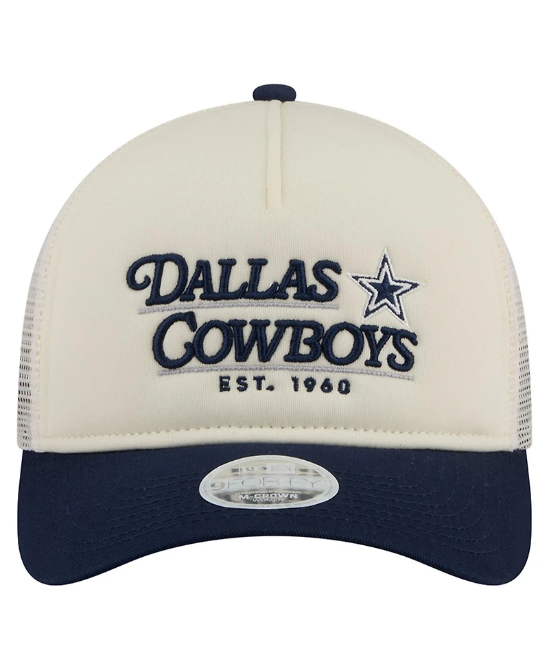 New Era Women's Cream/Navy Dallas Cowboys Retro A-Frame 9FORTY Adjustable Hat