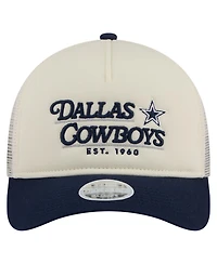 New Era Women's Cream/Navy Dallas Cowboys Retro A-Frame 9FORTY Adjustable Hat