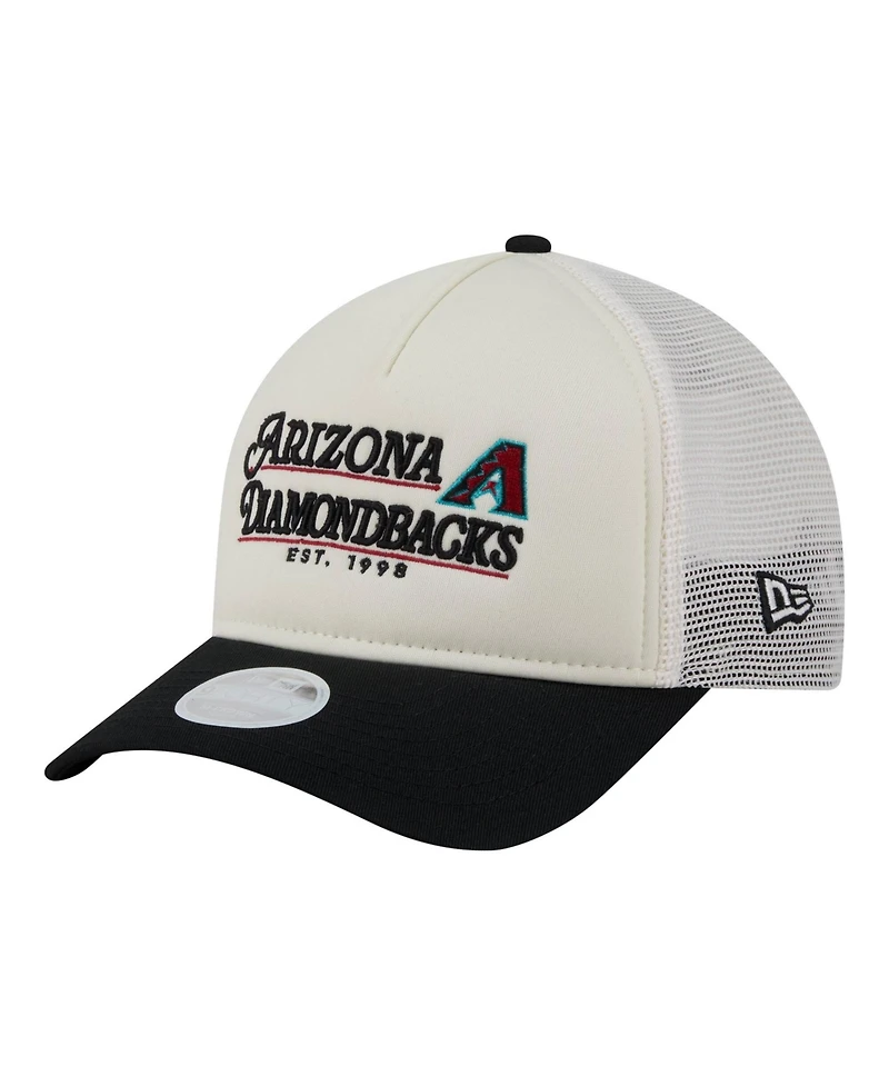 New Era Women's Light Beige/Black Arizona Diamondbacks Retro 9FORTY M-Crown A-Frame Trucker Adjustable Hat