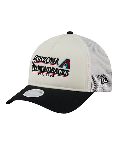 New Era Women's Light Beige/Black Arizona Diamondbacks Retro 9FORTY M-Crown A-Frame Trucker Adjustable Hat