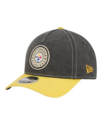 New Era Men's Black/Gold Pittsburgh Steelers 9FORTY Felt A-Frame Adjustable Hat
