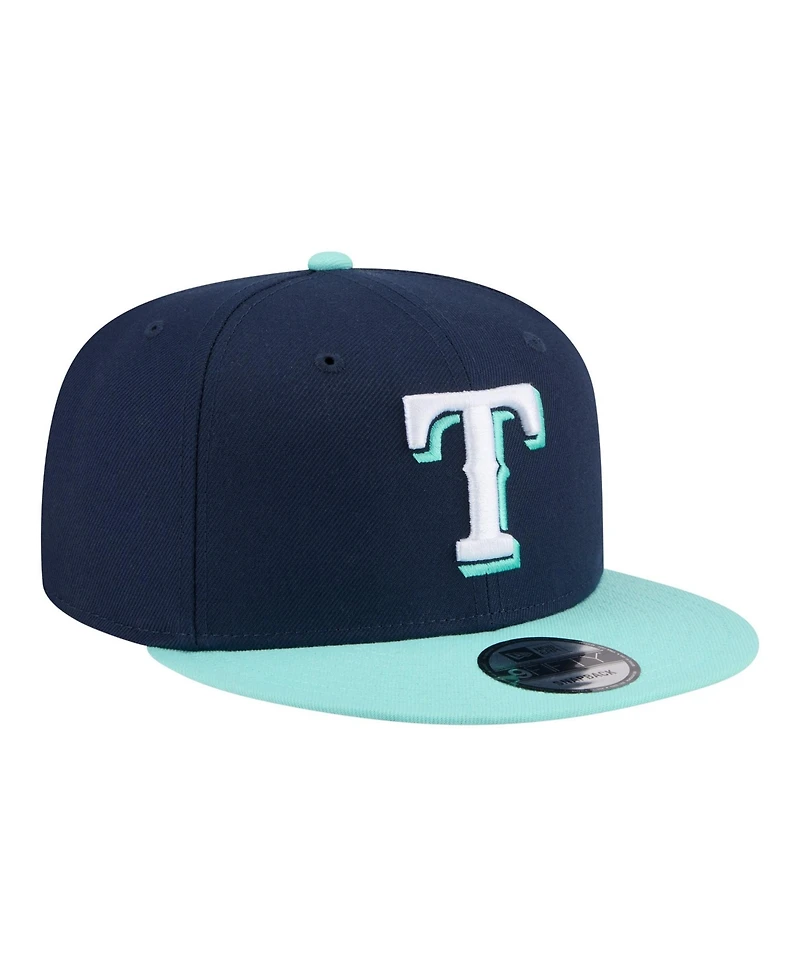 New Era Men's Navy/Turquoise Texas Rangers Two-Tone Color Pack 9FIFTY Snapback Hat