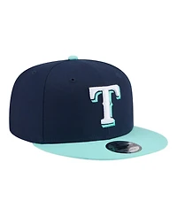 New Era Men's Navy/Turquoise Texas Rangers Two-Tone Color Pack 9FIFTY Snapback Hat