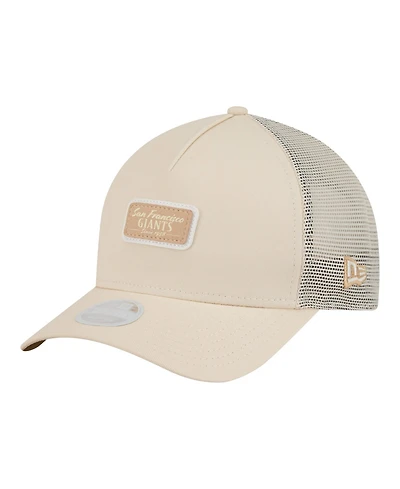 New Era Women's Light Beige San Francisco Giants Tonal Patch 9FORTY M-Crown A-Frame Trucker Adjustable Hat