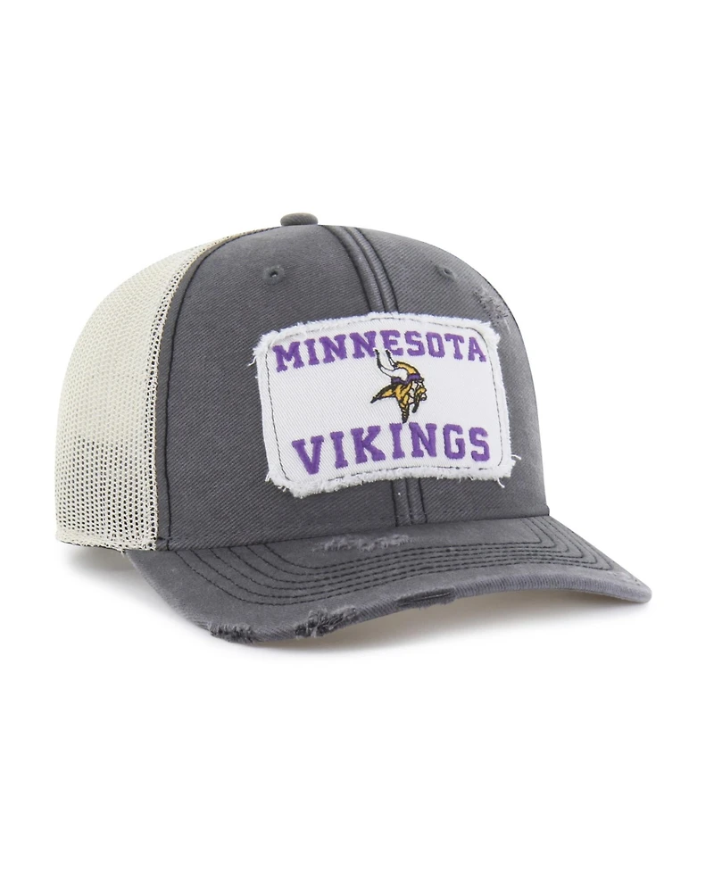 '47 Brand Men's Charcoal Minnesota Vikings Egremont Well-Worn Adjustable Trucker Hat