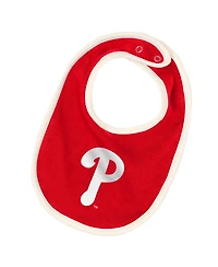 Outerstuff Baby Boys and Girls Red Philadelphia Phillies Up One Three-Piece Bodysuit, Bib Booties Set