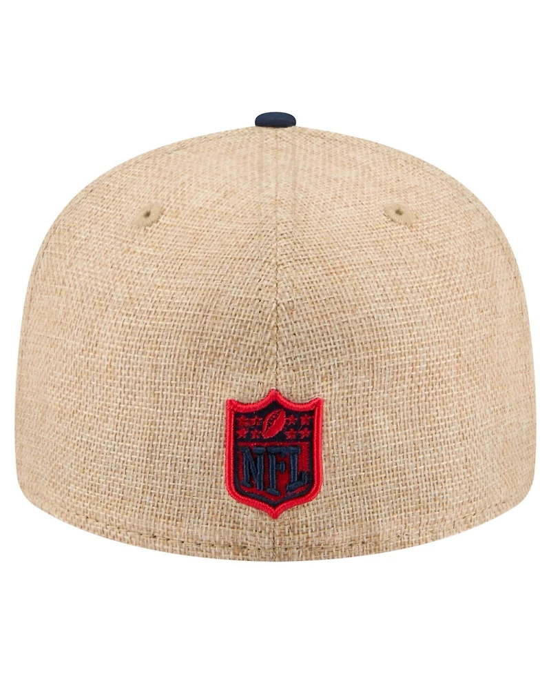 New Era Men's Natural/Navy England Patriots Pre-Curved Twine 59FIFTY Fitted Hat