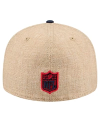 New Era Men's Natural/Navy England Patriots Pre-Curved Twine 59FIFTY Fitted Hat