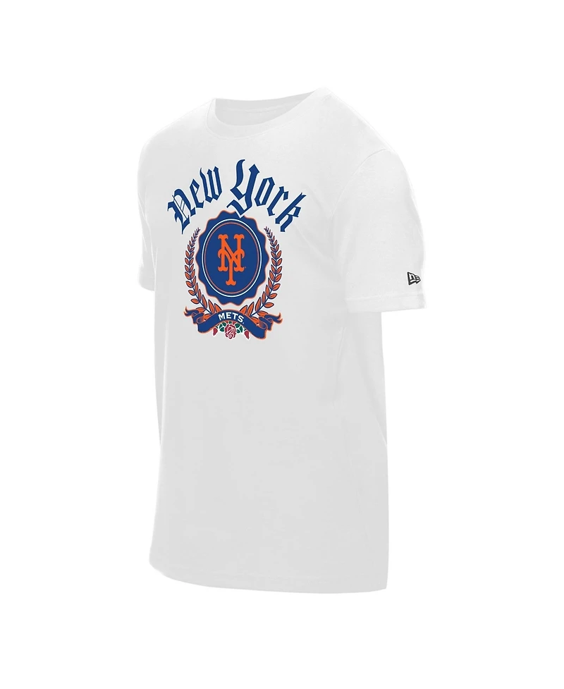 New Era Men's White York Mets Fleur Domestic T-Shirt