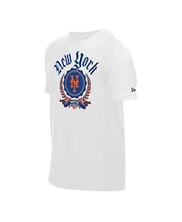 New Era Men's White York Mets Fleur Domestic T-Shirt