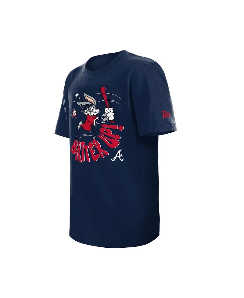 New Era Big Boys and Girls Navy Atlanta Braves Looney Tunes T-Shirt