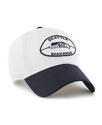 47 Brand Men's Cream/Navy Seattle Seahawks Pique Patch Clean Up Adjustable Hat