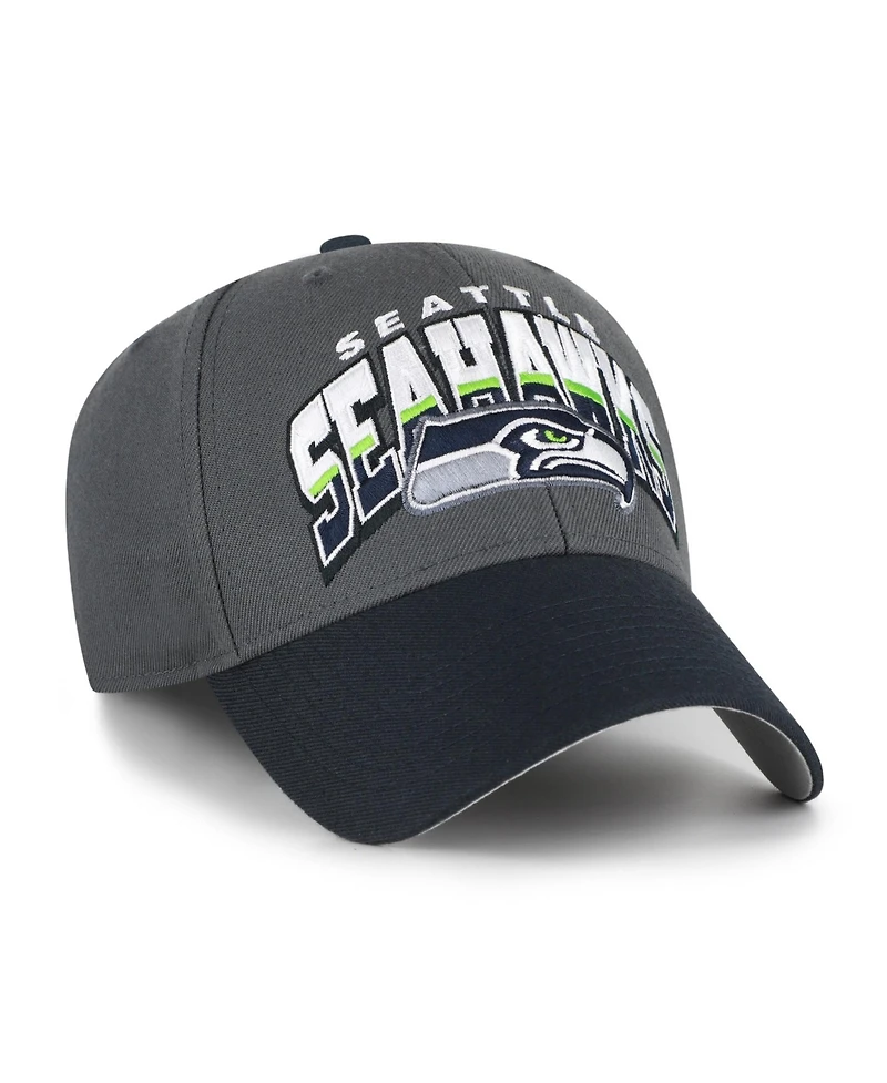 '47 Brand Men's Charcoal Seattle Seahawks Split Block Mvp Adjustable Hat