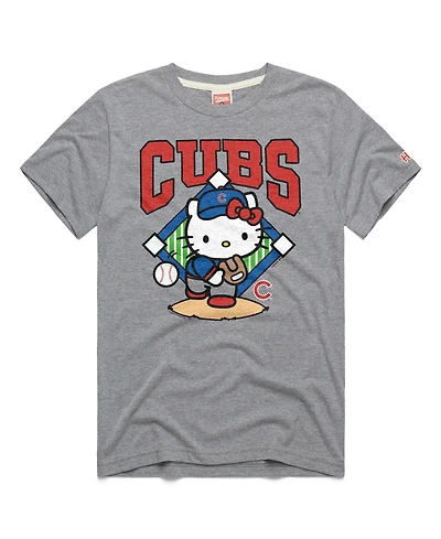 Homage Men's and Women's Gray Chicago Cubs Hello Kitty Tri-Blend T-Shirt