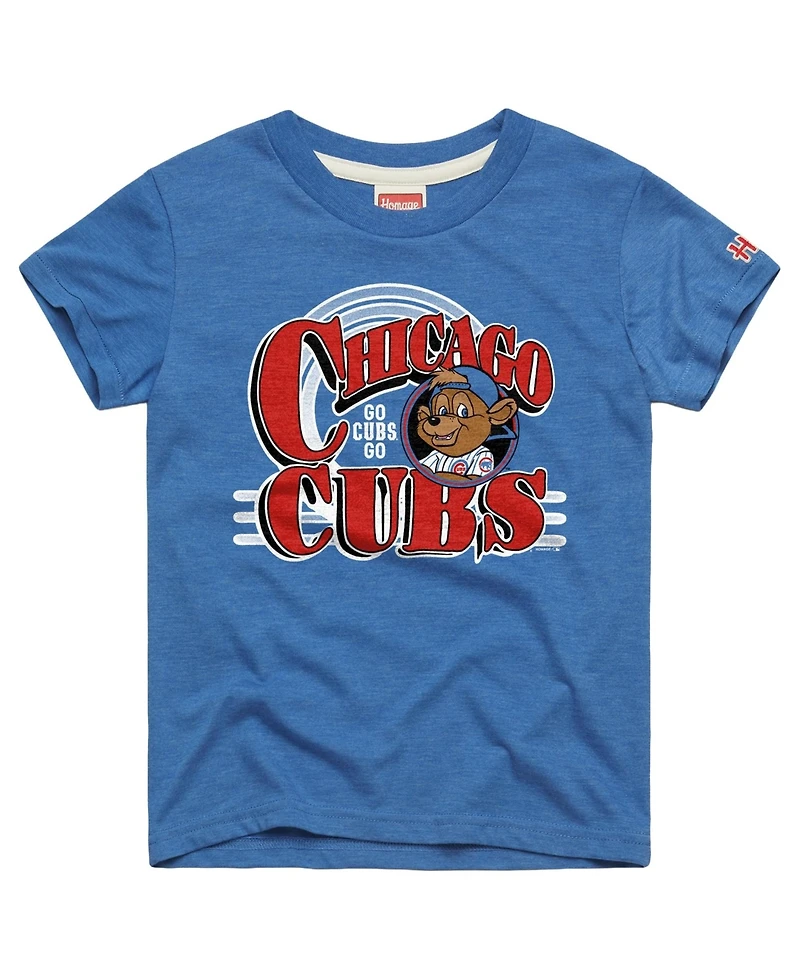 Homage Big Boys and Girls Royal Chicago Cubs Mascot Tri-Blend T-Shirt