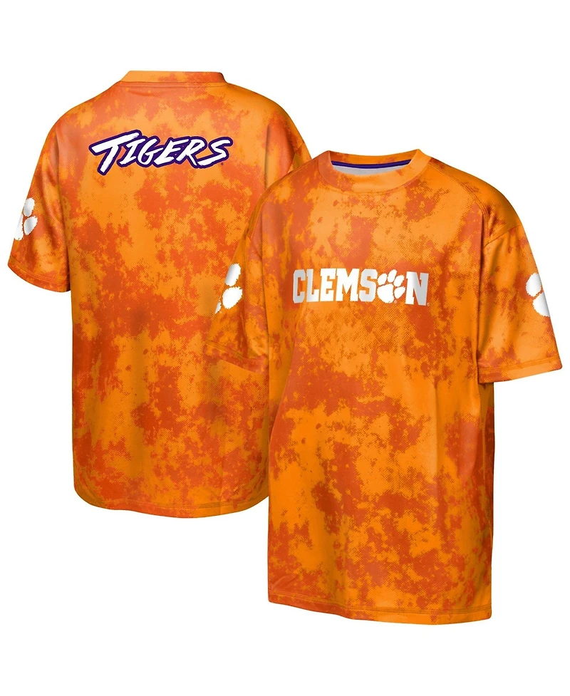 Outerstuff Big Boys and Girls Orange Clemson Tigers Off-Side Sublimated T-Shirt