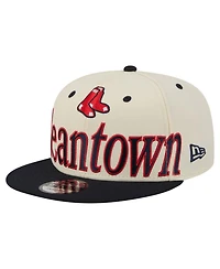 New Era Men's Cream Boston Red Sox Oversized Slogan 9FIFTY Snapback Hat