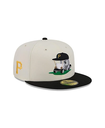 New Era Men's Cream/Black Pittsburgh Pirates Bullpen Cart 59FIFTY Fitted Hat