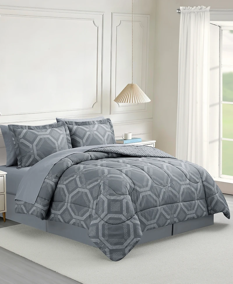 Macy's Darien Geo Reversible Microfiber 8-piece Comforter Set