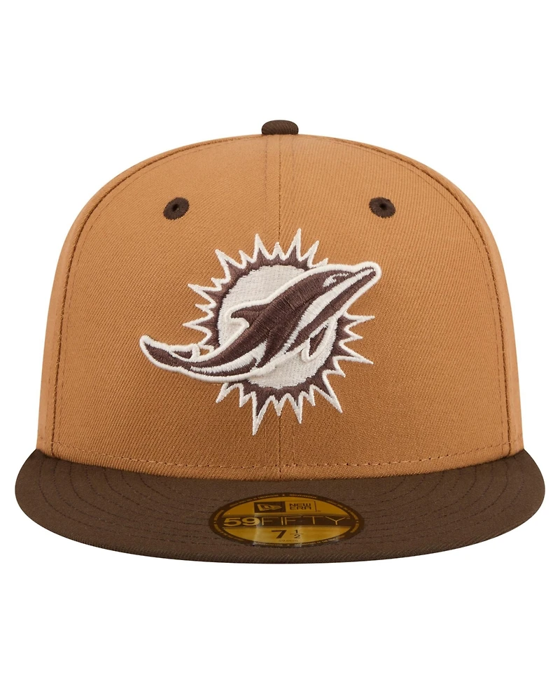 New Era Men's Light Brown/Dark Brown Miami Dolphins Two-Tone Walnut 59FIFTY Fitted Hat