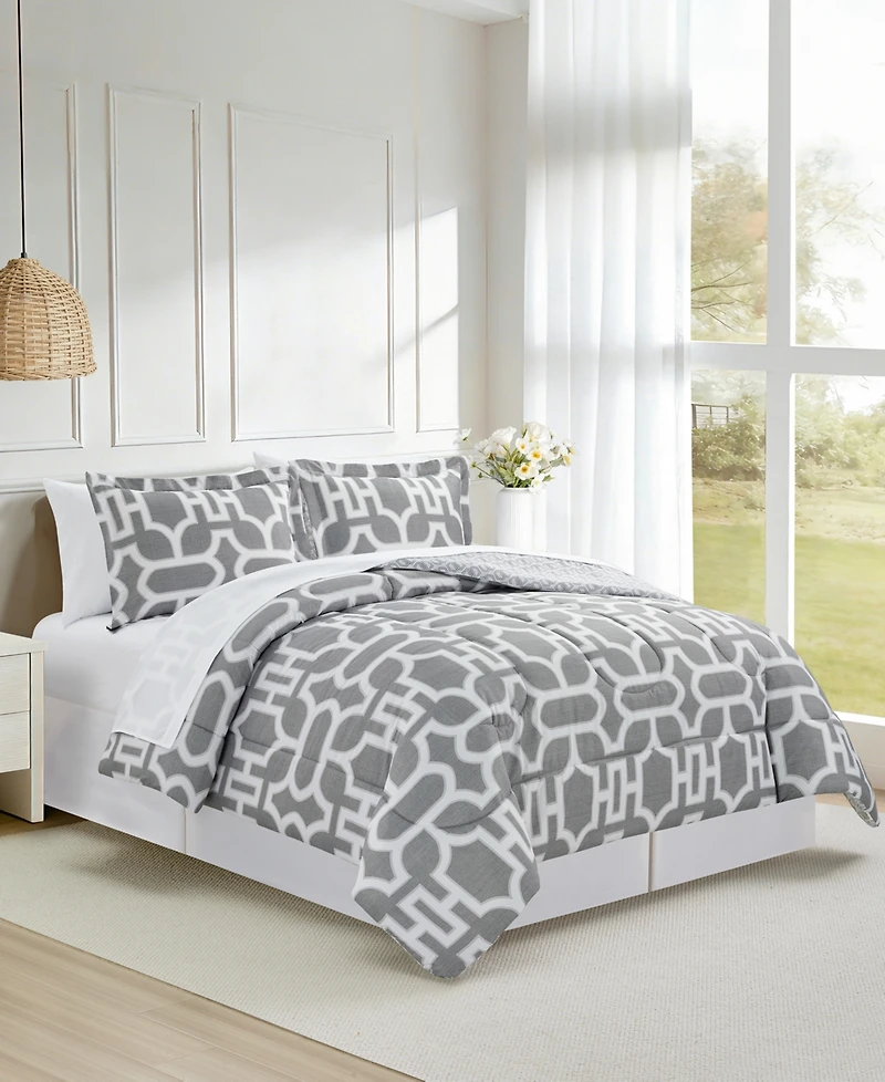 Macy's Emmet Geo Reversible Microfiber 8-piece Comforter Set