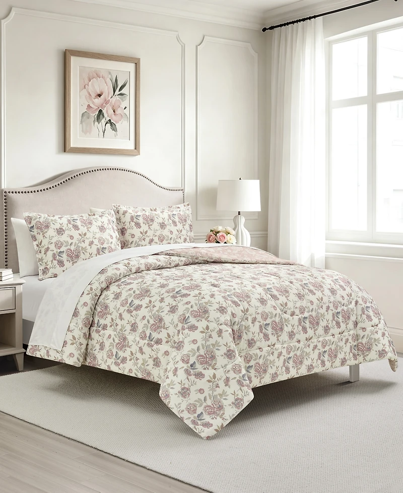 Macy's Painted Rose Reversible Microfiber 3-piece Comforter Set