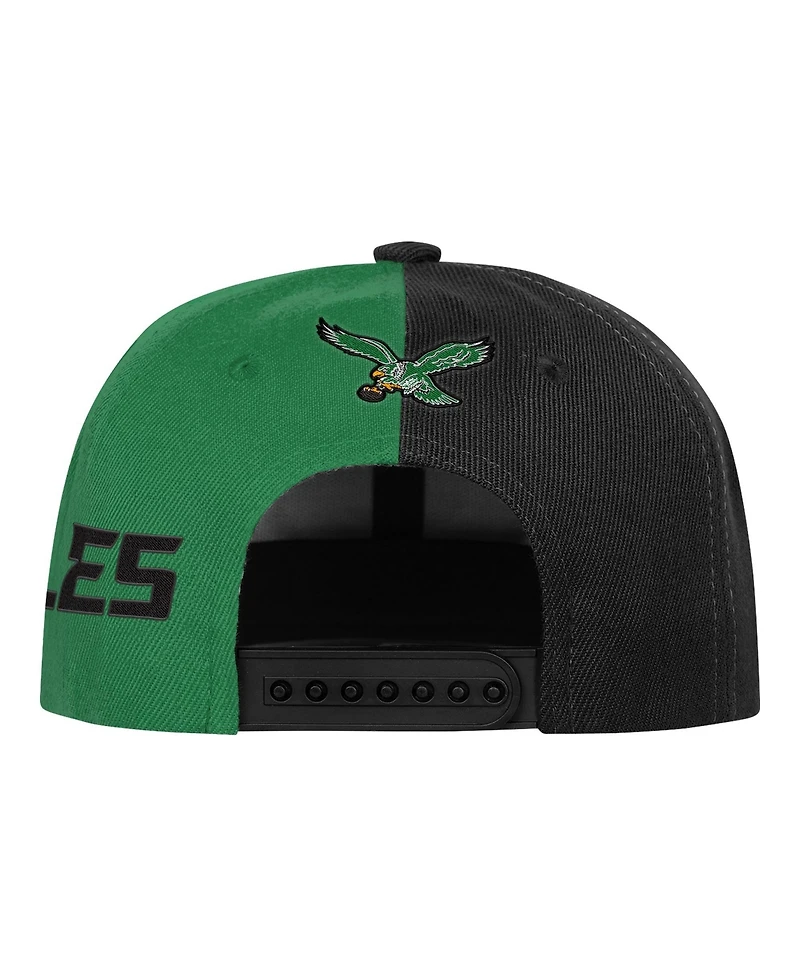 Outerstuff Big Boys and Girls Kelly Green/Black Philadelphia Eagles Side Swipe Retro Snapback Hat