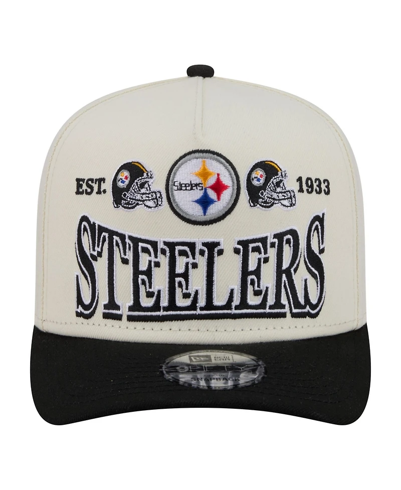 New Era Men's Cream/Black Pittsburgh Steelers A-Frame 9FIFTY Snapback Hat