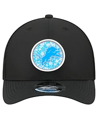 New Era Men's Black Detroit Lions Floral 9FORTY M-Crown Trucker Adjustable Hat