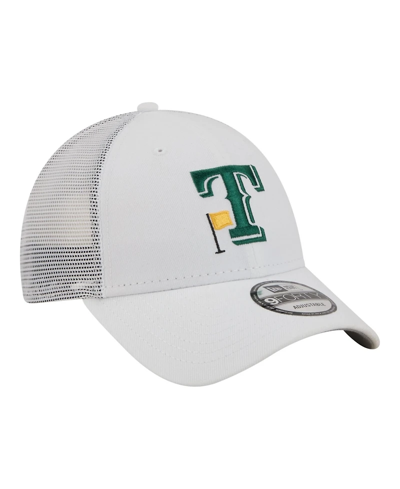 New Era Men's White Texas Rangers Flag 9FORTY Trucker Adjustable Hat