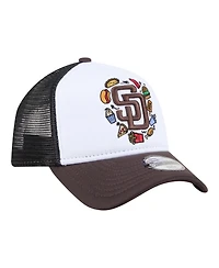 New Era Big Boys and Girls White/Brown San Diego Padres Food A-Frame 9FORTY Trucker Adjustable Hat