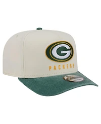 New Era Men's Cream/Green Bay Packers Washed A-Frame 9FIFTY Snapback Hat
