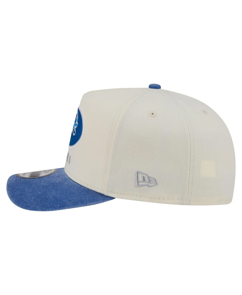 New Era Men's Cream/Blue Detroit Lions Washed A-Frame 9FIFTY Snapback Hat