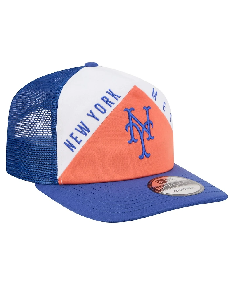 New Era Men's White/Royal New York Mets Retro Cut 19TWENTY Adjustable Trucker Hat