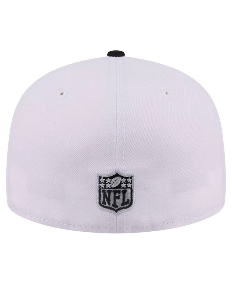 New Era Men's White/Black Las Vegas Raiders Retro Swoop 59FIFTY Fitted Hat