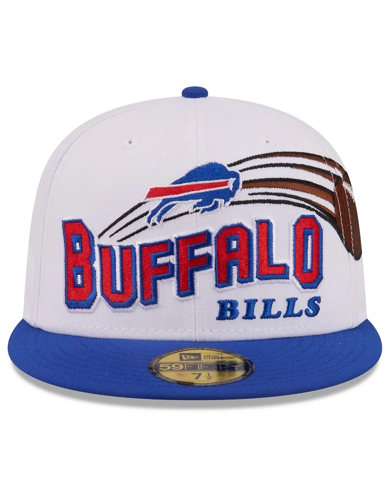 New Era Men's White/Royal Buffalo Bills Retro Swoop 59FIFTY Fitted Hat