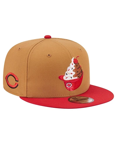 New Era Men's Khaki/Red Cincinnati Reds Ice Cream 9FIFTY Snapback Hat