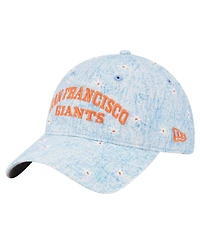 New Era Women's Light Blue San Francisco Giants Daisy All Over 9TWENTY Adjustable Hat